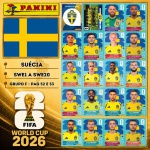 2026 - SELEÇÃO DA SUÉCIA (Sweden) Completa - SWE1 A SWE20 - Grupo F - 20 Figurinhas Originais PANINI RETIRADAS DOS PACOTES em ordem para colar nas páginas 52 e 53 do ÁLBUM da COPA DO MUNDO FIFA 2026 - Imagem ilustrativa de uma das peças do acervo, o cliente vai receber a Seleção descrita neste anúncio original PANINI