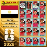 2026 - SELEÇÃO DO EGITO (Egypt) Completa - EGY1 A EGY20 - Grupo G - 20 Figurinhas Originais PANINI RETIRADAS DOS PACOTES em ordem para colar nas páginas 60 e 61 do ÁLBUM da COPA DO MUNDO FIFA 2026 - Imagem ilustrativa de uma das peças do acervo, o cliente vai receber a Seleção descrita neste anúncio original PANINI