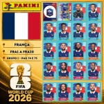 2026 - SELEÇÃO DA FRANÇA Completa - FRA1 A FRA20 - Grupo I - 20 Figurinhas Originais PANINI RETIRADAS DOS PACOTES em ordem para colar nas páginas 74 e 75 do ÁLBUM da COPA DO MUNDO FIFA 2026 - Imagem ilustrativa de uma das peças do acervo, o cliente vai receber a Seleção descrita neste anúncio original PANINI