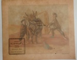 Gravura antiga de Portinari/1948 "Vaqueiro" Med. 24cm x 28cm
