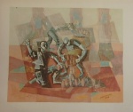 Gravura antiga de Portinari/1948 "Colheita do Cacau" Med. 24cm x 28cm