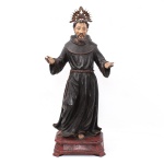 SÃO FRANCISCO. Rara imagem em madeira policromada. Alt. 68 cm. Portugal, Século. XIX.
