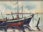 Francesco Mazza (1920-2015). BARCOS. Óleo sobre tela. 45 x 61 cm (mi); 74 x 90 cm (me). Assinado no cid. Em ótimo estado de conservação.