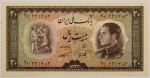 Numismática, IRAN. Uma Cédula P-65 20 Rials 1954 Flor de Estampa