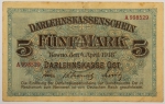 Numismática, GERMANY. Uma Cédula 5 Mark 1918