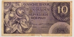 Numismática, JAVA. Uma Cédula P-89 10 Gulden 1946