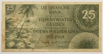 Numismática, JAVA. Uma Cédula 25 Gulden 1946