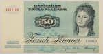Numismática, DANMARK. Uma Cédula 50 Kroner 1972
