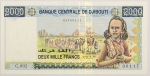 Numismática, DJIBOUTI. Uma Cédula 2000 Francs Flor de Estampa