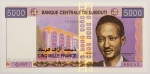 Numismática, DJIBOUTI. Uma Cédula 5000 Francs Flor de Estampa