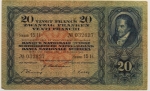 Numismática, SWITZERLAND. Uma Cédula 20 Francs 1942