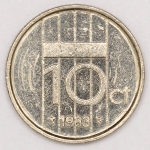 Numismática, NEDERLAND. Uma Moeda de 10 Cents 1983