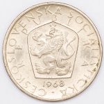 Numismática, CESKOSLOVENKO. Uma Moeda de 5 Kcs 1968