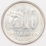 Numismática, PARAGUAY. Uma Moeda de 10 Guaranies 1975