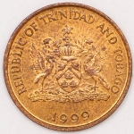 Numismática, TRINIDAD & TOBAGO. Uma Moeda de 1 Cent 1999