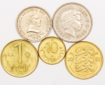 Numismática, INTERNACIONAL. Cinco Moedas Estrangeiras Sortidas