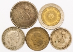 Numismática, INTERNACIONAL. Cinco Moedas Estrangeiras Sortidas