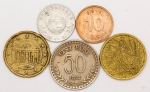 Numismática, INTERNACIONAL. Cinco Moedas Estrangeiras Sortidas