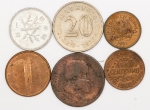 Numismática, INTERNACIONAL. Cinco Moedas Estrangeiras Sortidas