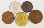 Numismática, INTERNACIONAL. Cinco Moedas Estrangeiras Sortidas
