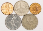 Numismática, INTERNACIONAL. Cinco Moedas Estrangeiras Sortidas