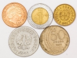 Numismática, INTERNACIONAL. Cinco Moedas Estrangeiras Sortidas