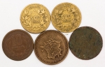 Numismática, INTERNACIONAL. Cinco Moedas Estrangeiras Sortidas