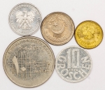Numismática, INTERNACIONAL. Cinco Moedas Estrangeiras Sortidas