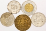 Numismática, INTERNACIONAL. Cinco Moedas Estrangeiras Sortidas