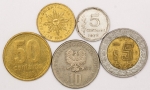 Numismática, INTERNACIONAL. Cinco Moedas Estrangeiras Sortidas