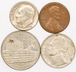 Numismática, AMERICA. Quatro Moedas Estrangeiras Sortidas