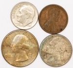 Numismática, AMERICA. Quatro Moedas Estrangeiras Sortidas