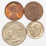 Numismática, AMERICA. Quatro Moedas Estrangeiras Sortidas
