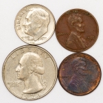 Numismática, AMERICA. Quatro Moedas Estrangeiras Sortidas