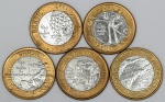 Numismática, Brasil. Lote com 5 moedas de 1 real Olimpíadas 2016, sem repetição.