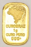 Numismática. Barinha Ourobraz 1 grama de ouro puro 24k 999, original.