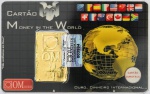 Numismática. Cartão com barra de 1g de ouro 24k puro 999, com selo de garantia Ouro Minas, acompanha envelope de veludo preto original.