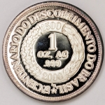 Numismática, Brasil. Moeda de 1 Onça de Prata .999 (31,10gr) 5º Centenário do Descobrimento do Brasil 1500 - 2000. Encapsulada, rara FC. Para colecionadores