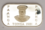 Numismática, Tonga. Barra de Prata 1 Panga 1981 FAO World Food Day. Prata .999 19gr, encapsulada. Proof, rara para colecionadores.