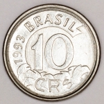 Numismática, Brasil. Moeda de 10 Cruzeiros Reais 1993 Tamanduá V-431 FC
