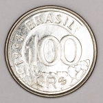 Numismática, Brasil. Moeda de 100 Cruzeiros Reais 1993 Lobo Guará V-436 FC