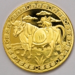 Numismática. Moeda comemorativa do Zodíaco (Signo de Touro). Folheada a Ouro 24k, 40mm.
