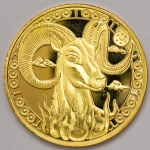 Numismática. Moeda comemorativa do Zodíaco (Signo de Aries). Folheada a Ouro 24k, 40mm.