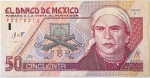 Numismática, México. Cédula de 50 Nuevos Pesos 1992 P-101