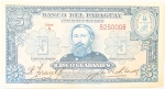 Numismática, Paraguai. Cédula de 5 Guaranis 1943 P-179(2) SOB / FE