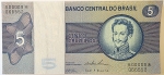 Numismática, Brasil. Cédula de 5 Cruzeiros 1974 C-135a