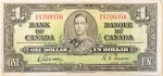 Numismática, Canadá. Cédula de 1 Dólar 1937 P-58d