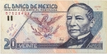 Numismática, México. Cédula de 20 Nuevos Pesos 1992 P-100