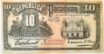 Numismática, Paraguai. Cédula de 10 Pesos Fuertes 1923 P-164a(2)