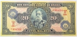 Numismática, Brasil. Cédula de 20 Cruzeiros 1942 C-004 (sobre 20 Mil Réis)